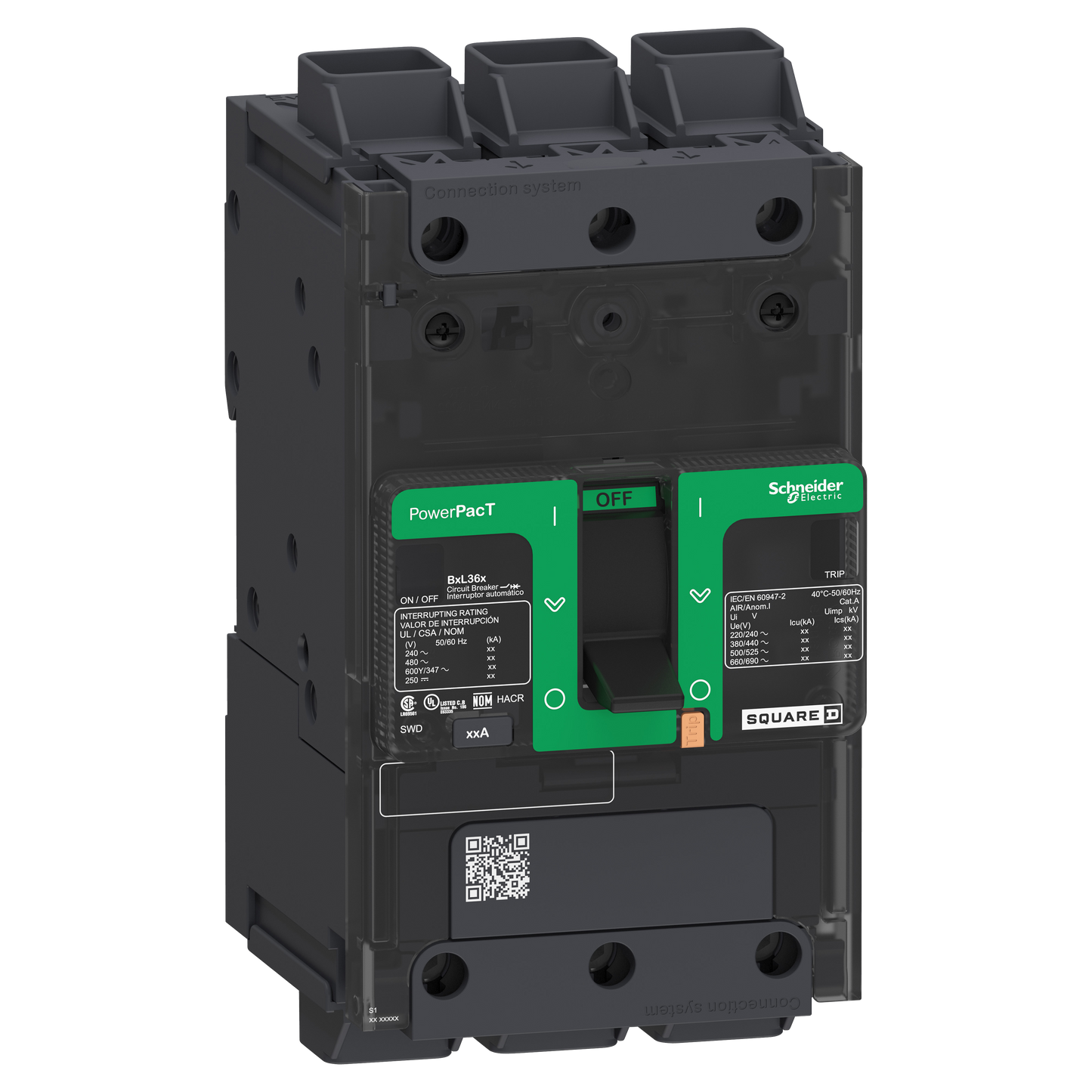 Schneider Electric-BGL36125LU-PowerPact B - disjoncteur BG - 35kA 600Y/347V - TM125D - 3P - Everlink
