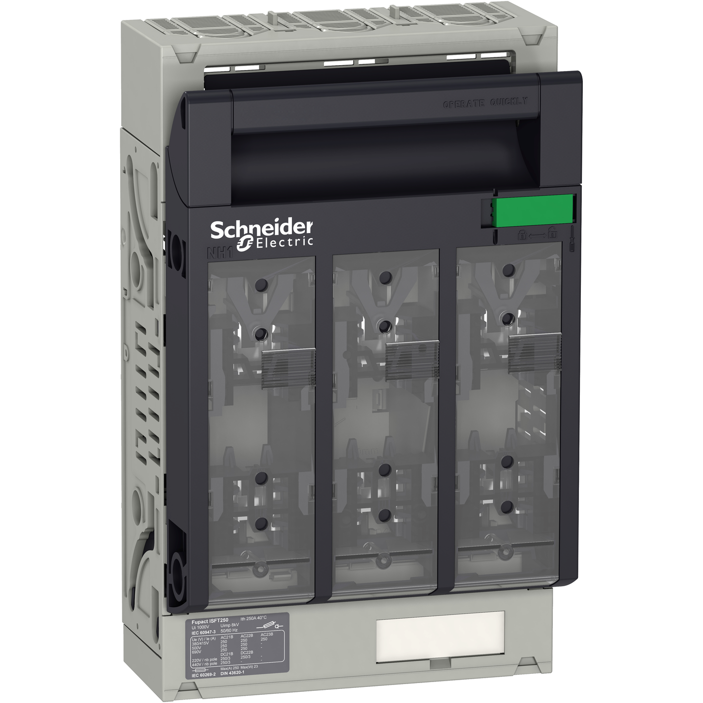 Schneider Electric-LV480804-Fupact ISFT250 - inter sect fusib - 3P - fixe - raccordement plage - M10
