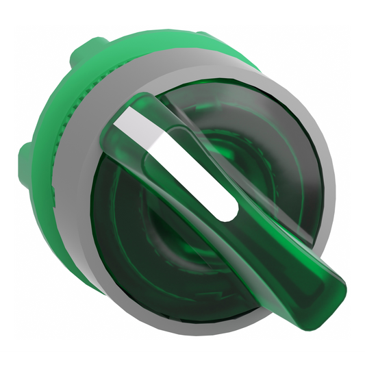 Schneider Electric-ZB5AK1233C0-Harmony XB5 - tête bouton tournant lumineux - Ø22 - col grise - 2 pos fix - vert