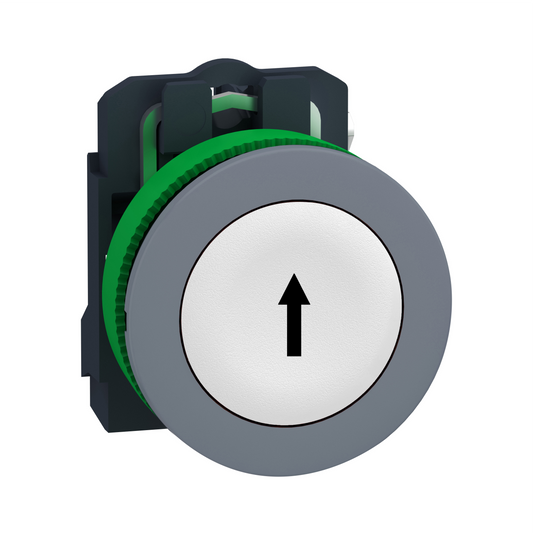 Schneider Electric-XB5FA3341C0-Harmony XB5 - bouton poussoir - Ø22 - col flush grise - marqué - blanc - 1F