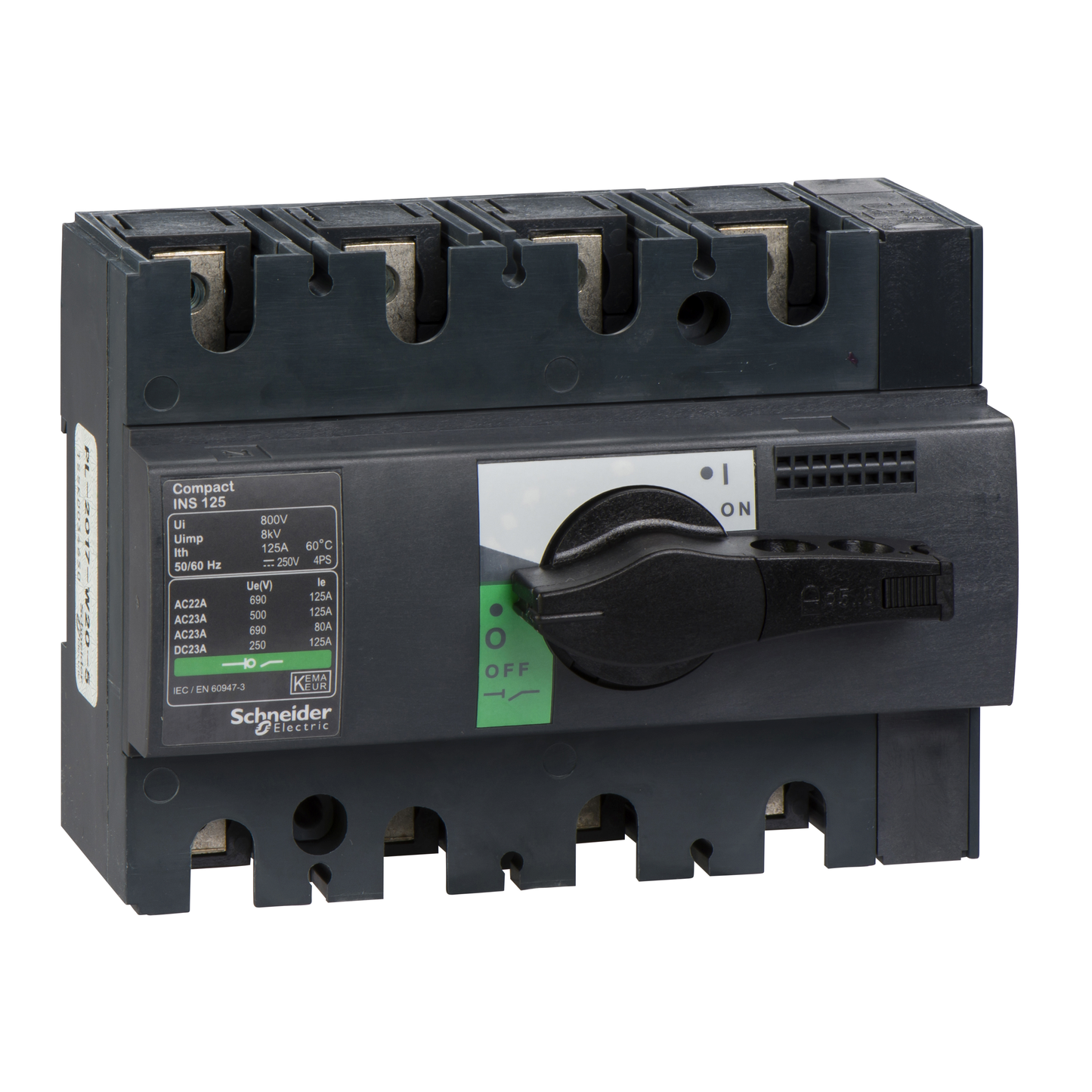 Schneider Electric-28911-ComPacT INS - Interrupteur sectionneur - INS125 4P 125A - poignée noire