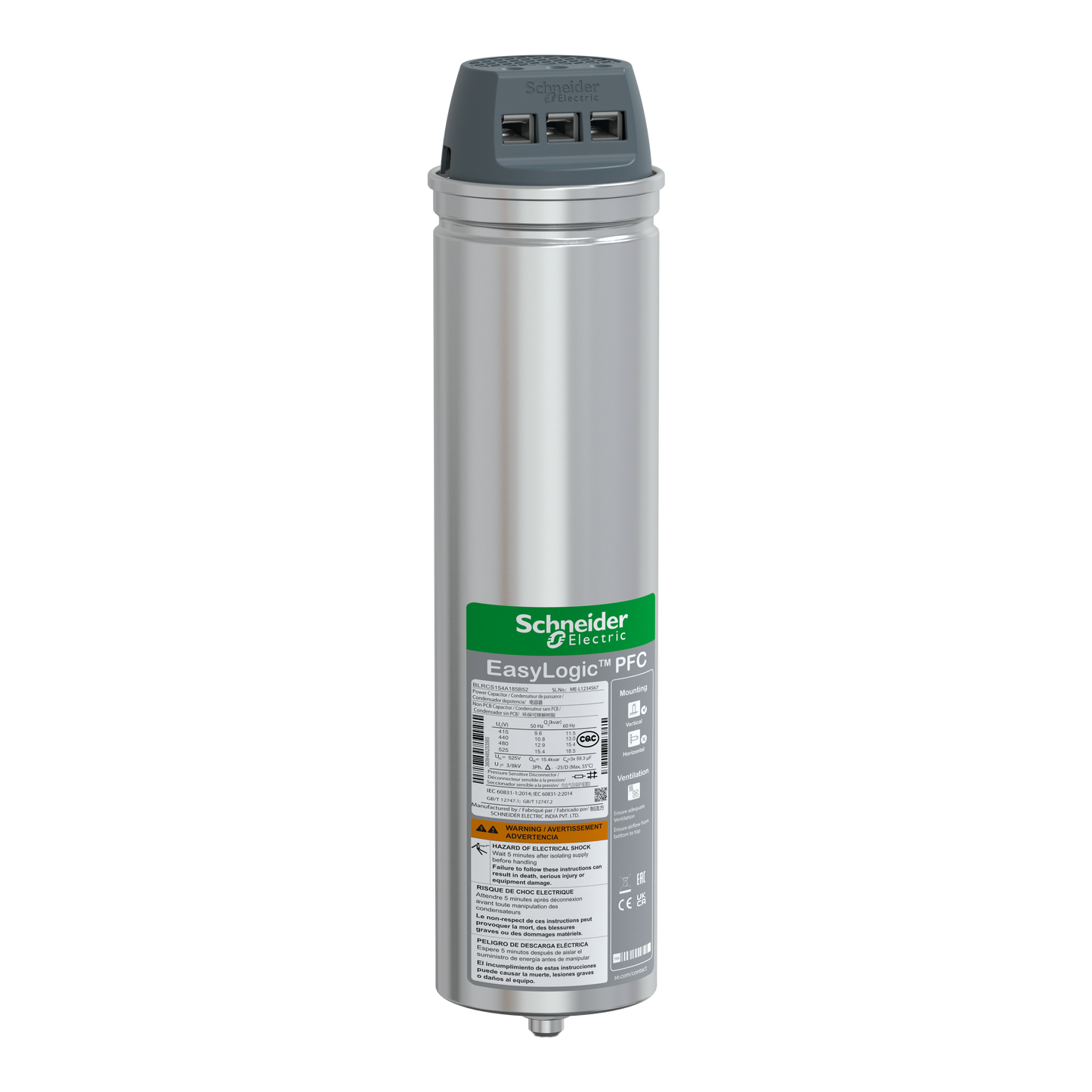 Schneider Electric-BLRCS154A185B52-CONDENSATEUR CAN SDY 15.4 /18.5KVAR 525V