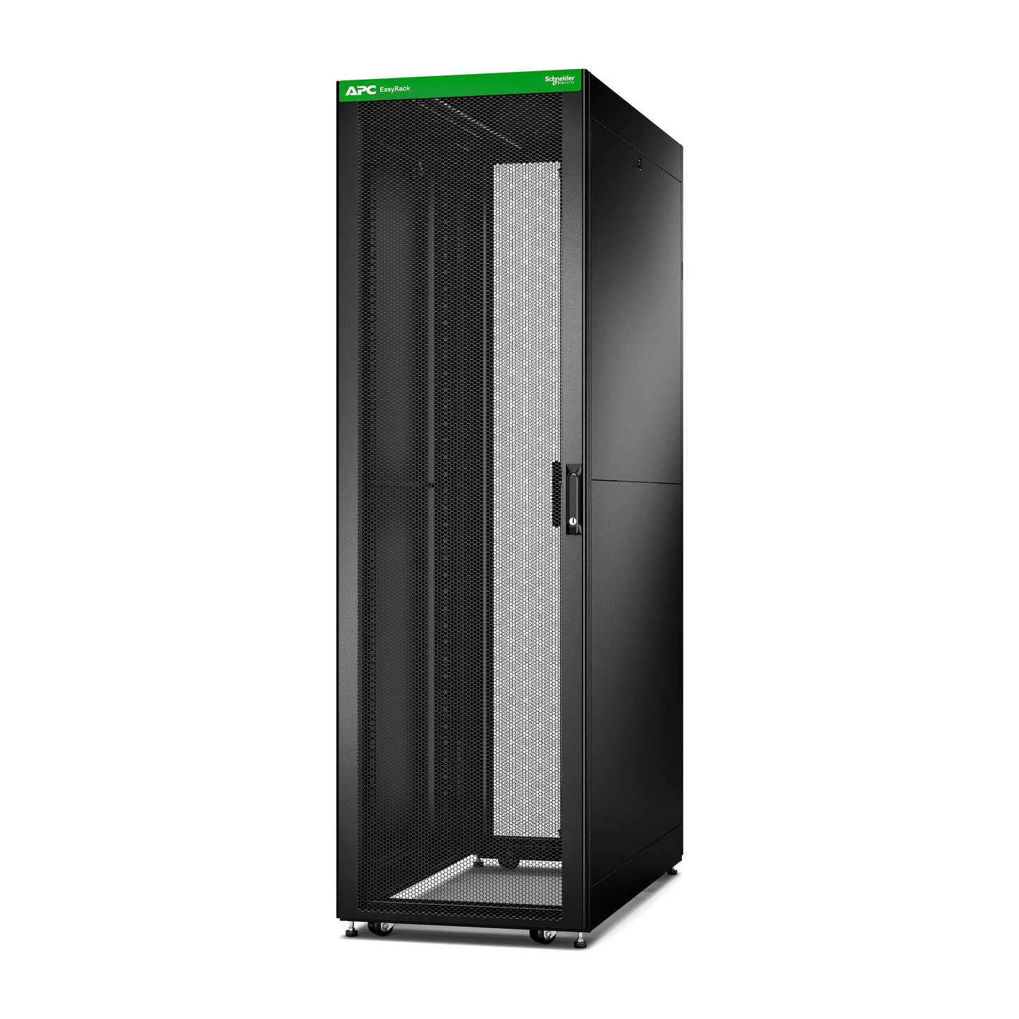 APC-ER6212-Baie EasyRack 600mm/42U/1100mm avec toit, panneau latéral, roulettes, noir