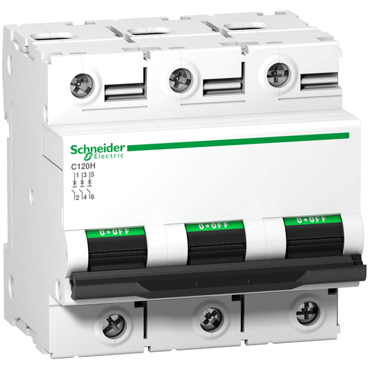 Schneider Electric-A9N18469-Acti9 C120H Disjoncteur Modulaire 3P 100 A, courbe C, 15 kA