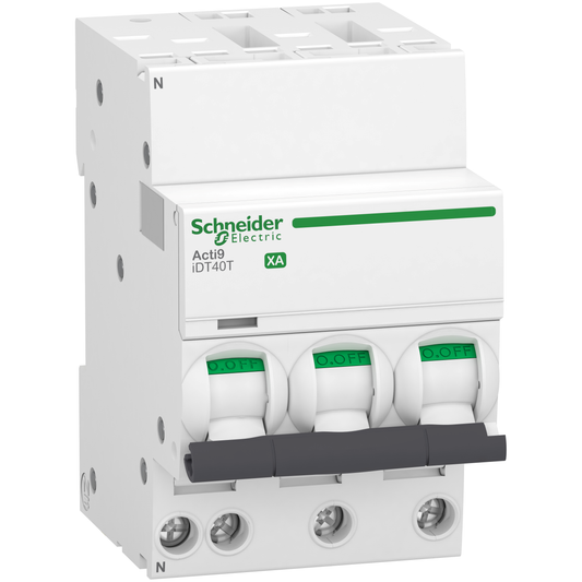 Schneider Electric-A9PA2740-Acti9 iDT40T XA - Disjoncteur modulaire - auto/vis - 3P+N - 40A - C - 4500A/6kA