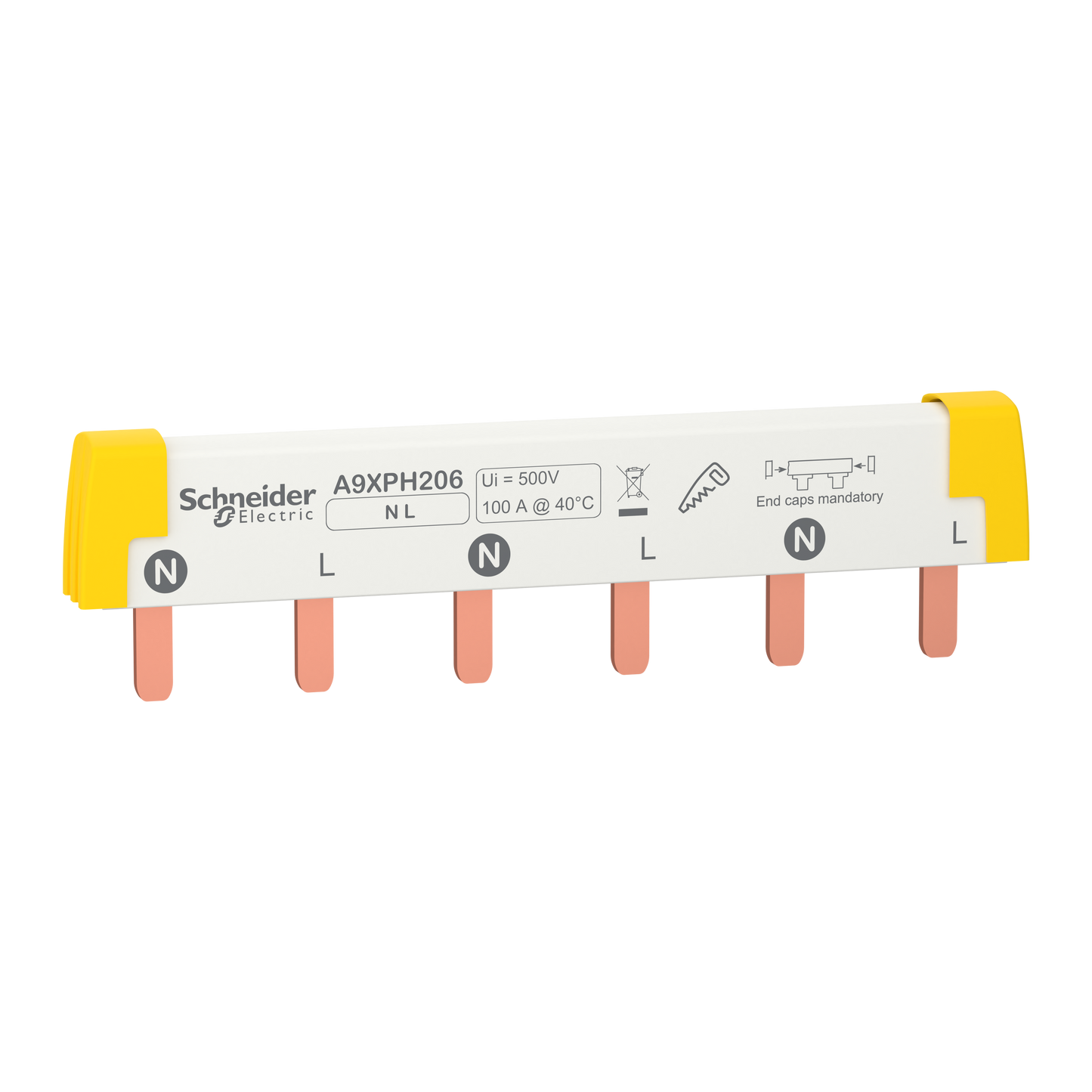 Schneider Electric-A9XPH206-Acti9 iC60 - peigne de raccordement à dents - 2P - 100A - 6 modules de 18mm