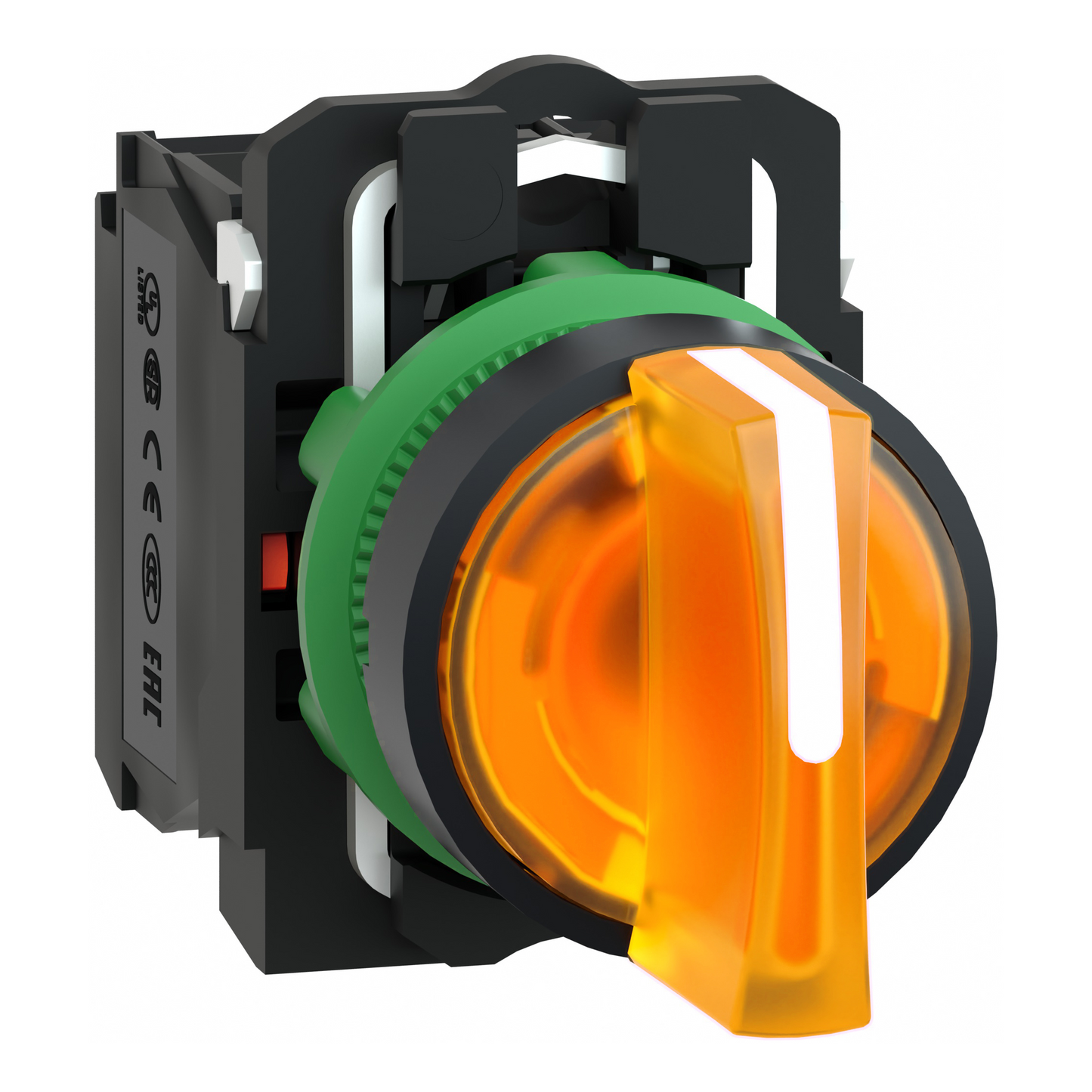 Schneider Electric-XB5AK135M5-Harmony XB5 - Sélecteur lumineux - 3 positions Fixes - Orange - 1O+1F - 230/40CA