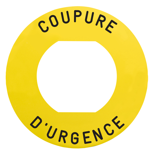 Schneider Electric-ZBY9160M-Harmony - étiquette plate - jaune - 'COUPURE D'URGENCE' - Ø60 - pour ZBZ1605