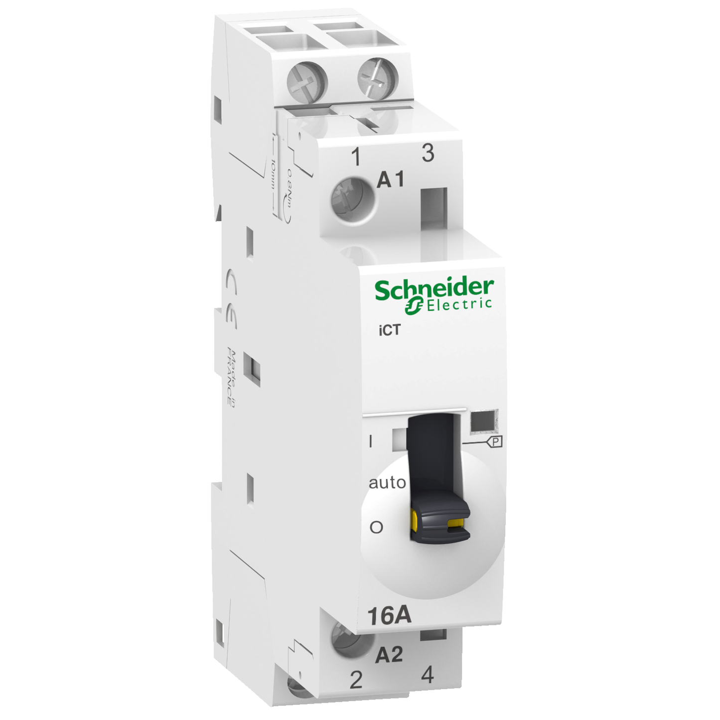 Schneider Electric-A9C23712-Acti9 iCT - Contacteur à commande manu. - 2P - 16A - 2NO - 230/240Vca - 50Hz