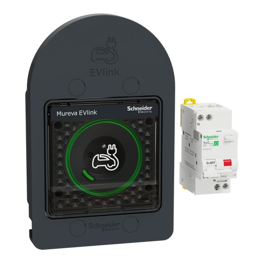 Schneider Electric-MUR36016-Kit Mureva EVlink - Protection + Prise courant 2P+T renforcée VE IP66 IK08 gris
