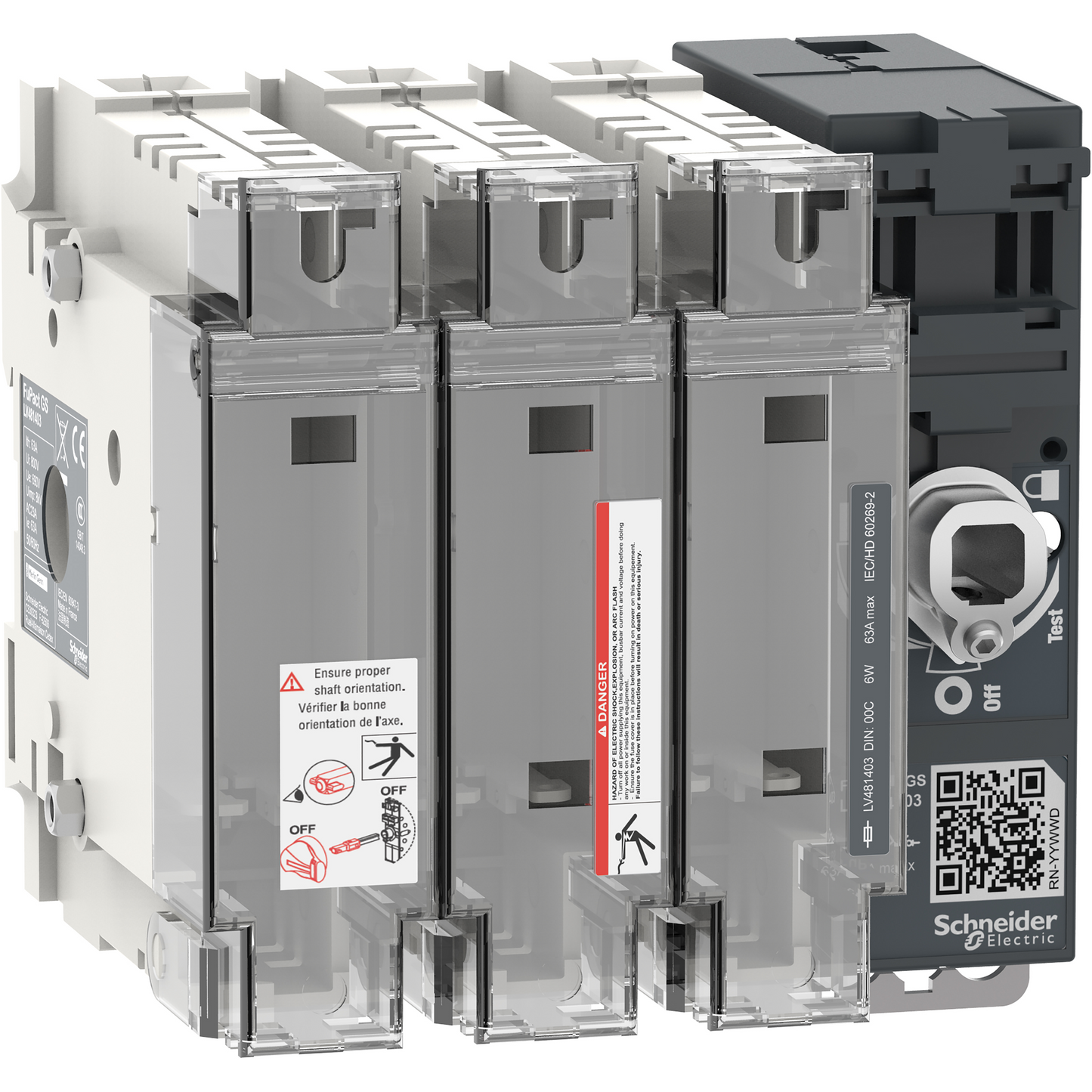 Schneider Electric-LV481403-FuPact GS - interrupteur sectionneur fusible - 63A - 3P - DIN 000 - F&R CTRL