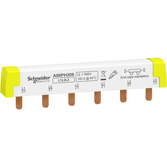 Schneider Electric-A9XPH306-Acti9 iC60 - peigne de raccordement à dents - 3P - 100A - 6 modules de 18mm