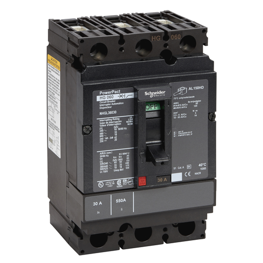 Schneider Electric-NHGL36030-PowerPact H - disjoncteur 150A - avec bornes - 35kA - TMD - 30A - 3P 3d