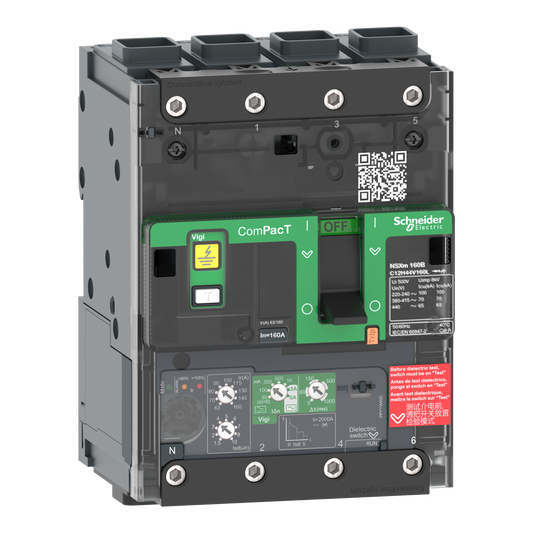 Schneider Electric-C11F44V050L-ComPacT NSXmF - disjoncteur Vigi - MicroLogic 4.1 50A - 4P4D - 36kA - EverLink