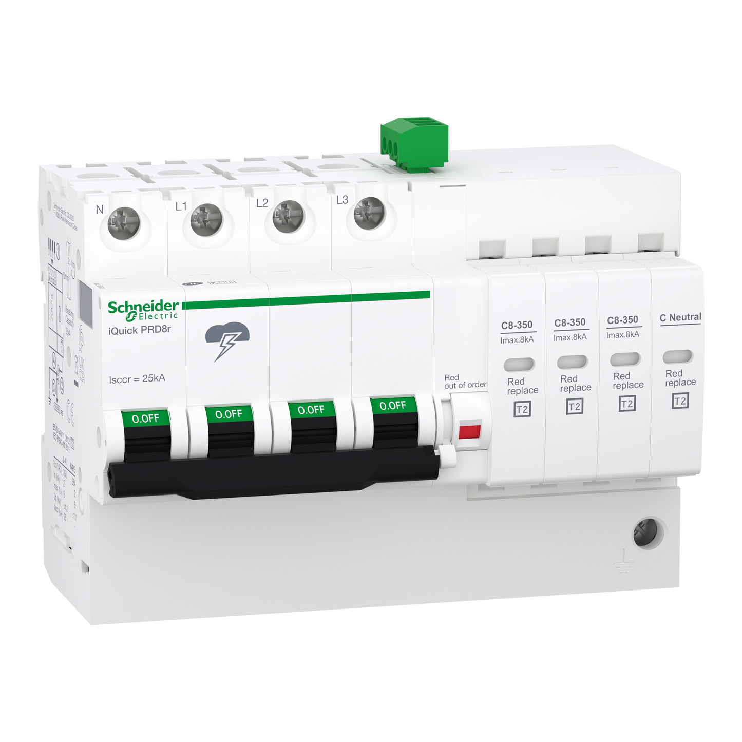 Schneider Electric-A9L16300-Acti9 - Parafoudre iQuick PRD8r - 3P+N avec report de signalisation