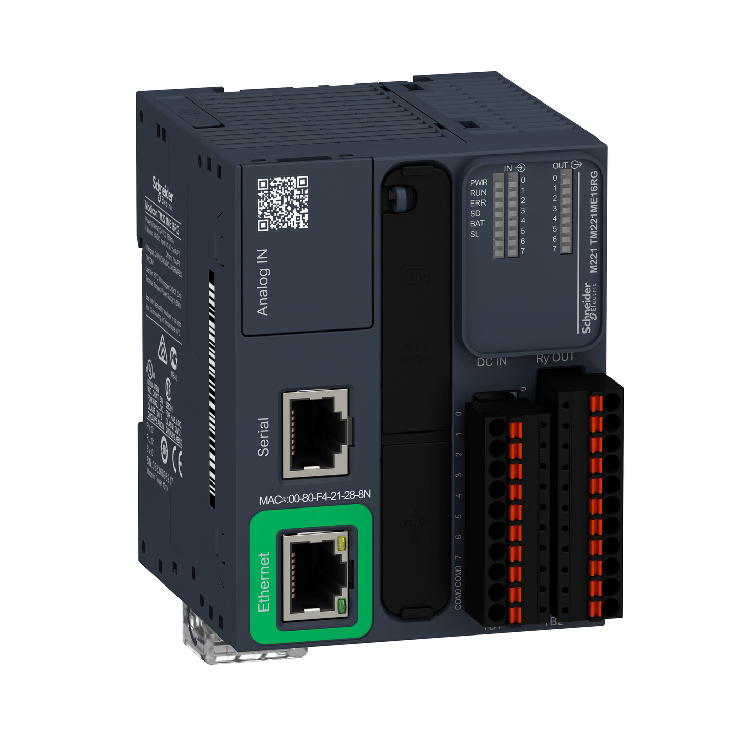 Schneider Electric-TM221ME16RG-Modicon M221 Book, contrôleur 16E/S relais, port Ethernet+série, 24VCC, ressort