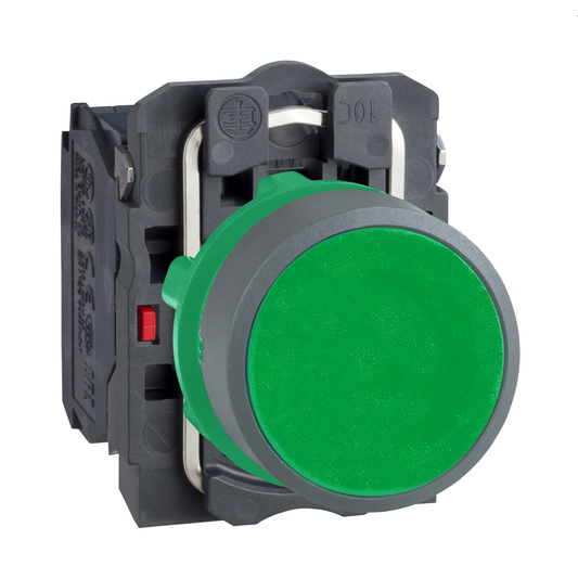 Schneider Electric-XB5AA35C0-Harmony XB5 - bouton poussoir à impulsion - Ø22 - col grise - vert - 1O+1F - vis