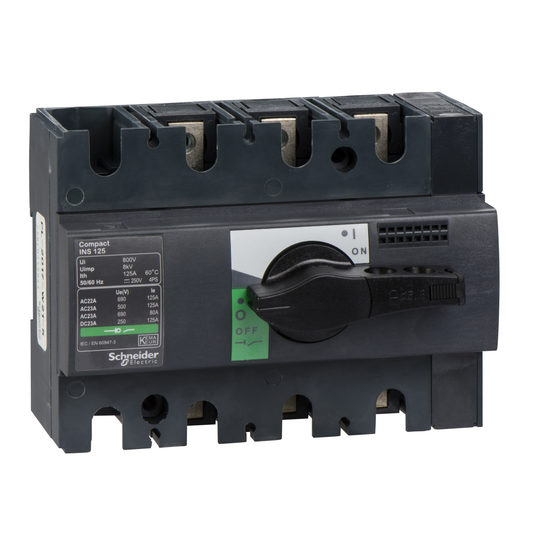 Schneider Electric-28910-ComPacT INS - Interrupteur sectionneur - INS125 3P 125A - poignée noire