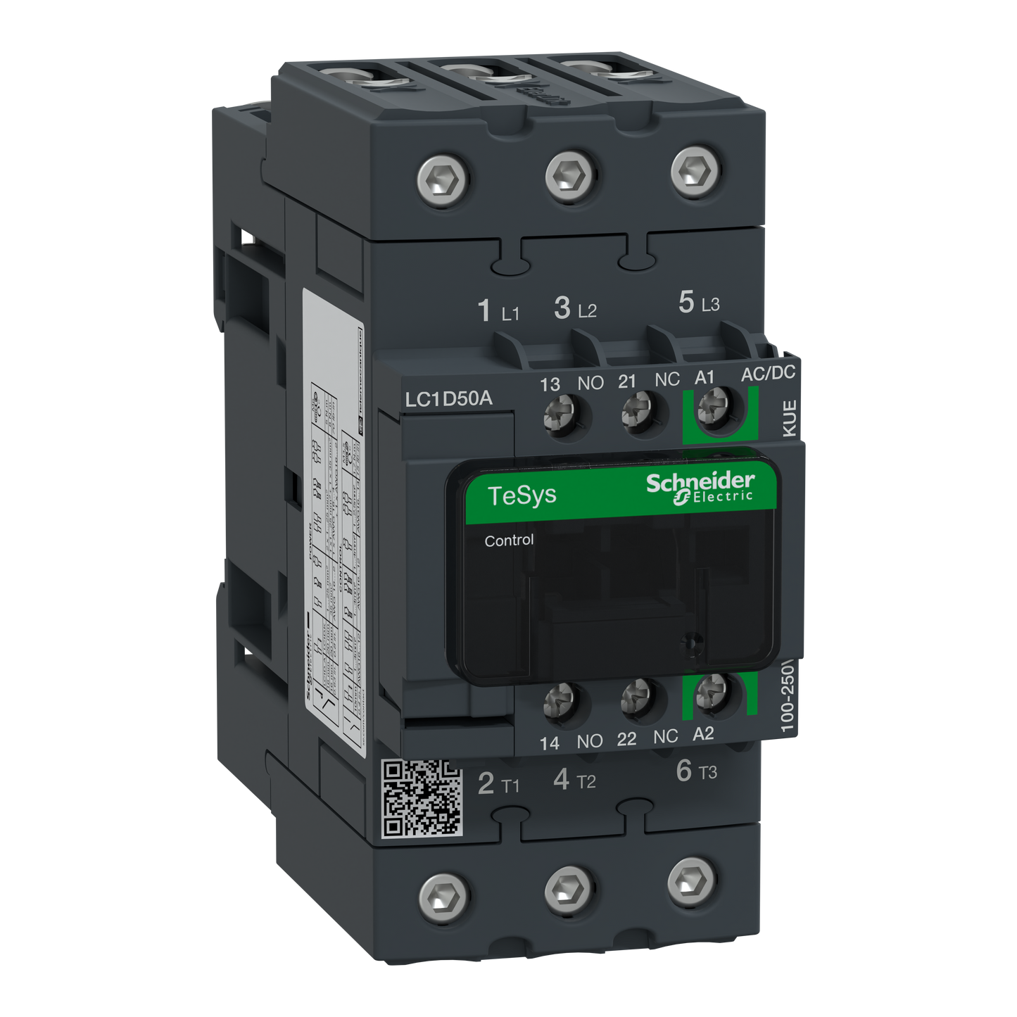 Schneider Electric-LC1D50AKUE-TeSys D - contacteur - 3P(3NO) - AC3 - <= 440V 50A - 100 à 250Vca-cc - Everlink