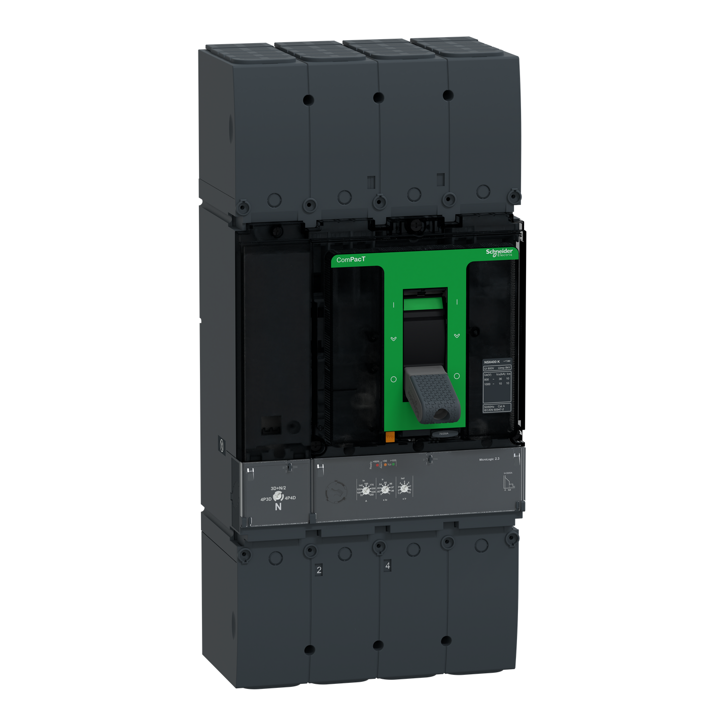 Schneider Electric-C40K42D400-ComPacT NSX400K - Disjoncteur - MicroLogic 2.3 400A - 4P4D - 10kA - montage fixe