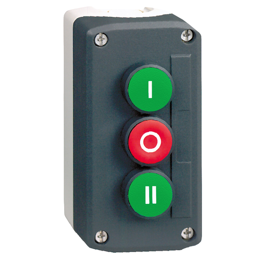 Schneider Electric-XALD339-Harmony boite - 3 boutons poussoirs Ø22 - vert /rouge /vert
