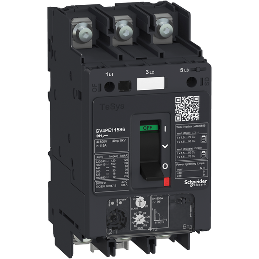 Schneider Electric-GV4PE50S6-TeSys GV - disjoncteur magnéto-thermique - In 50A - 100kA - cosses fermées
