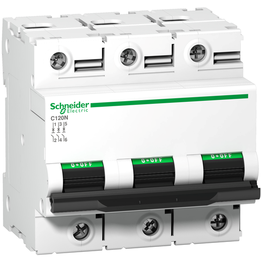 Schneider Electric-A9N18349-Acti9 C120N - Disjoncteur Modulaire 3P 80 A, courbe B, 10 kA