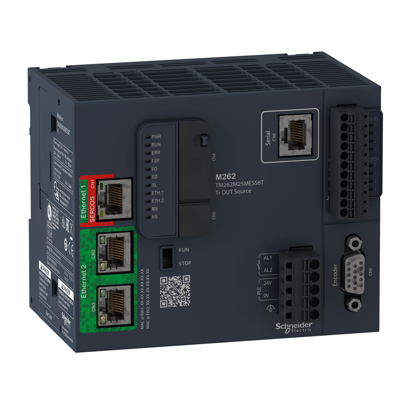 Schneider Electric-TM262M25MESS8T-Modicon M262 - Contrôleur logique et Motion 8 axes - Ethernet RJ45 - 2 adr. IP
