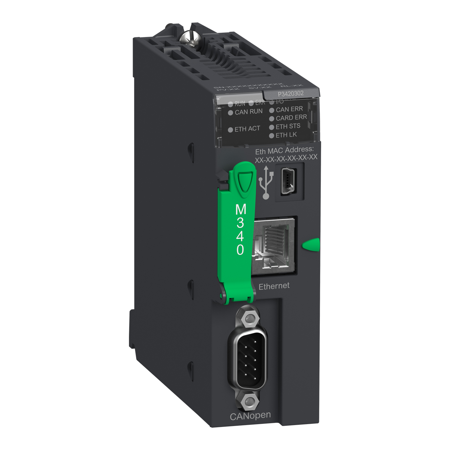 Schneider Electric-BMXP3420302CL-Modicon M340 - processeur - 1024 E/S TOR 256 E/S ANA - 1CAN - 1Eth - ss mémoire