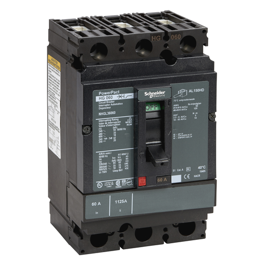 Schneider Electric-NHGL36060-PowerPact H - disjoncteur 150A - avec bornes - 35kA - TMD - 60A - 3P 3d