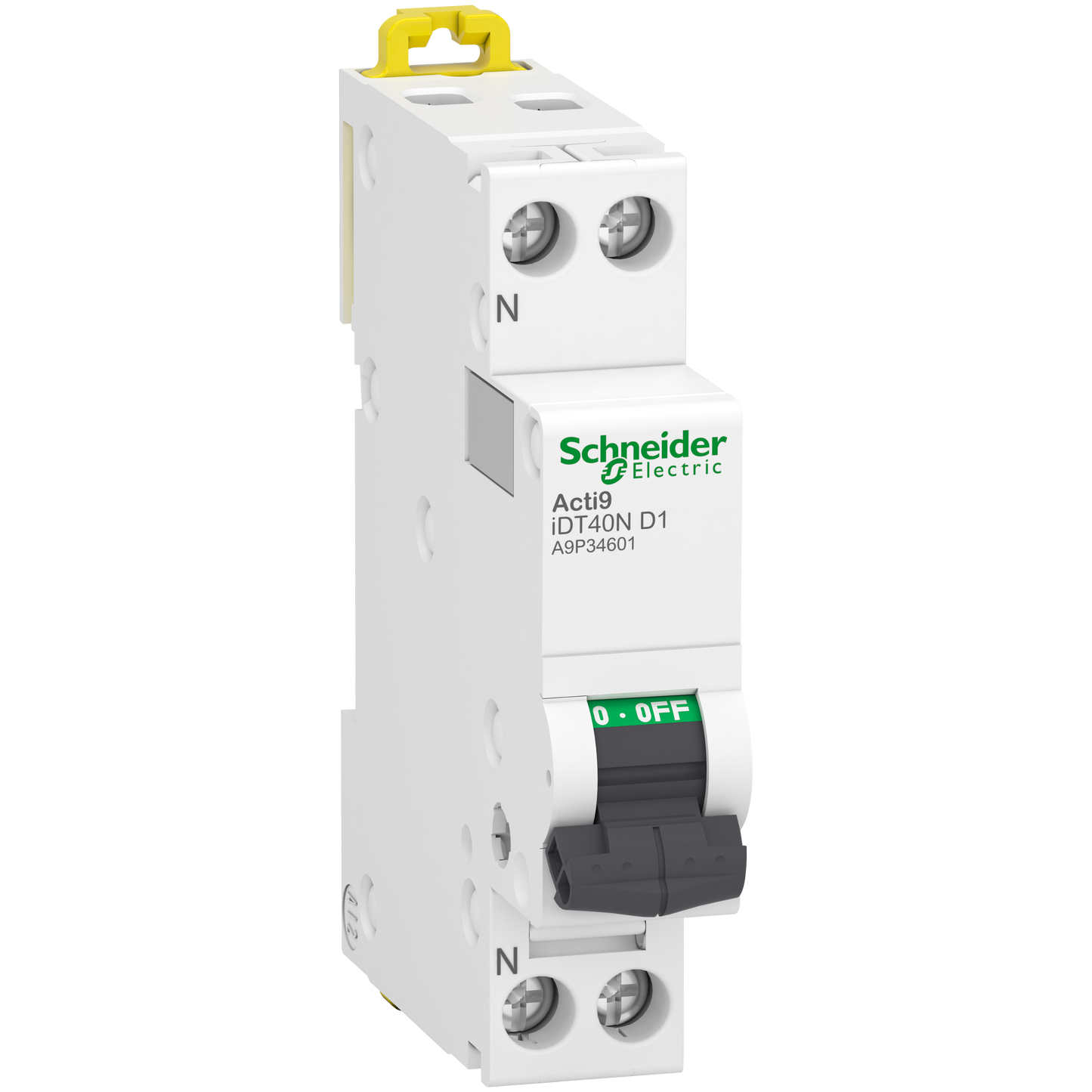 Schneider Electric-A9P34601-Acti9 iDT40N - Disjoncteur modulaire - 1P+N - 1A - Courbe D - 6000A/10kA