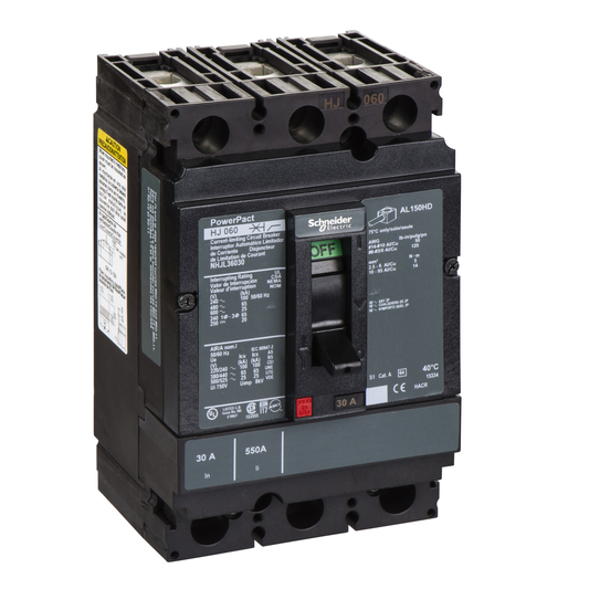 Schneider Electric-NHJL36030-PowerPact H - disjoncteur 150A - avec bornes - 65kA - TMD - 30A - 3P 3d