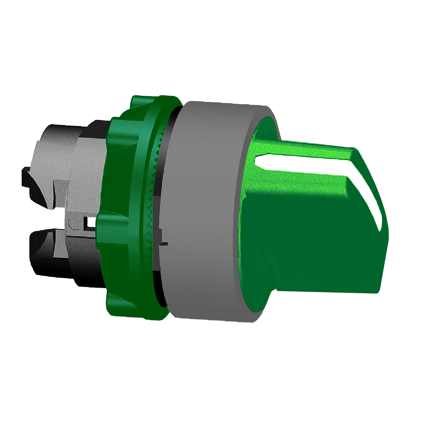 Schneider Electric-ZB5AD803C0-Harmony XB5 - tête bouton tournant - Ø22 - col grise - 3 pos rap D au C - vert