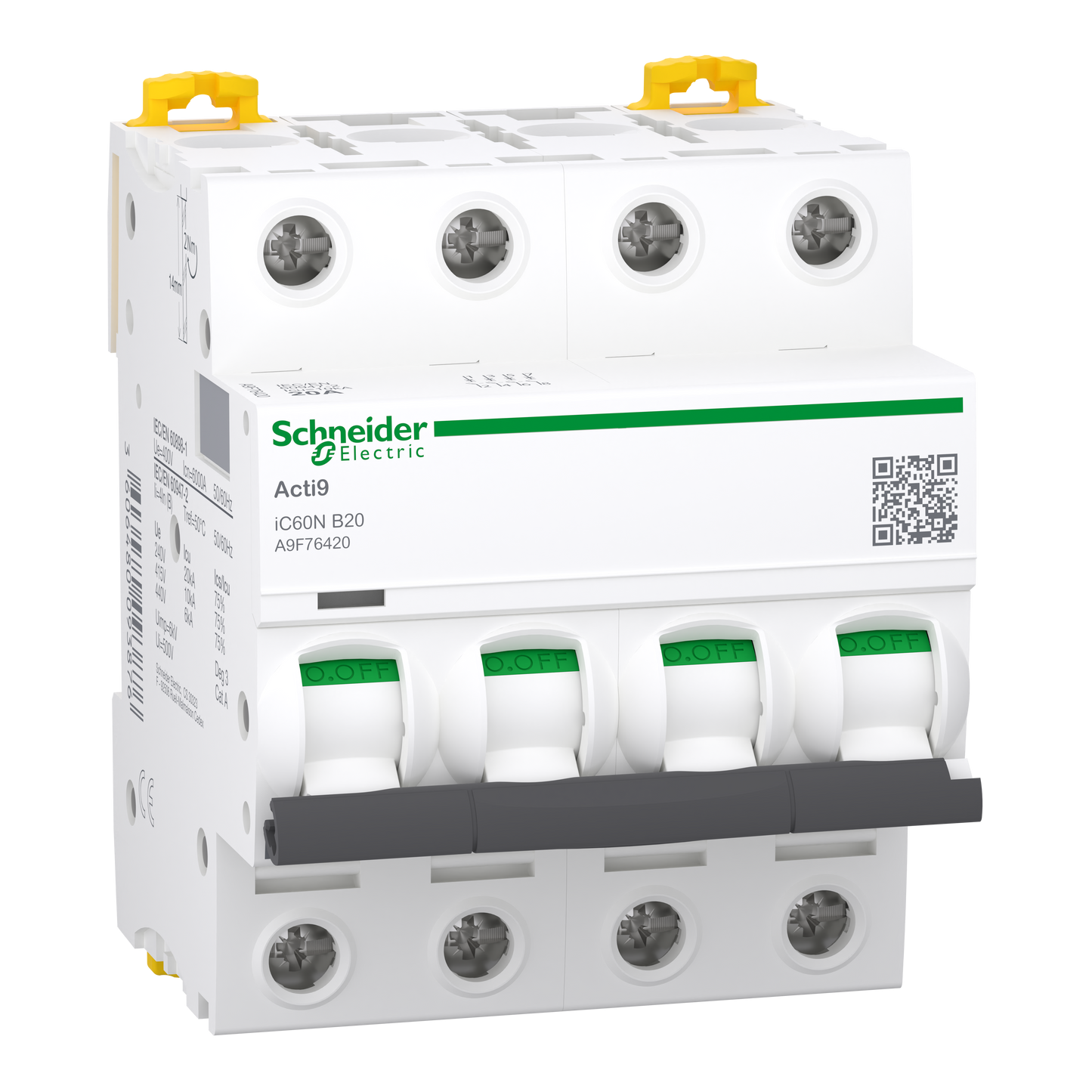 Schneider Electric-A9F76420-Acti9 iC60N disj 4P 20A crbe B