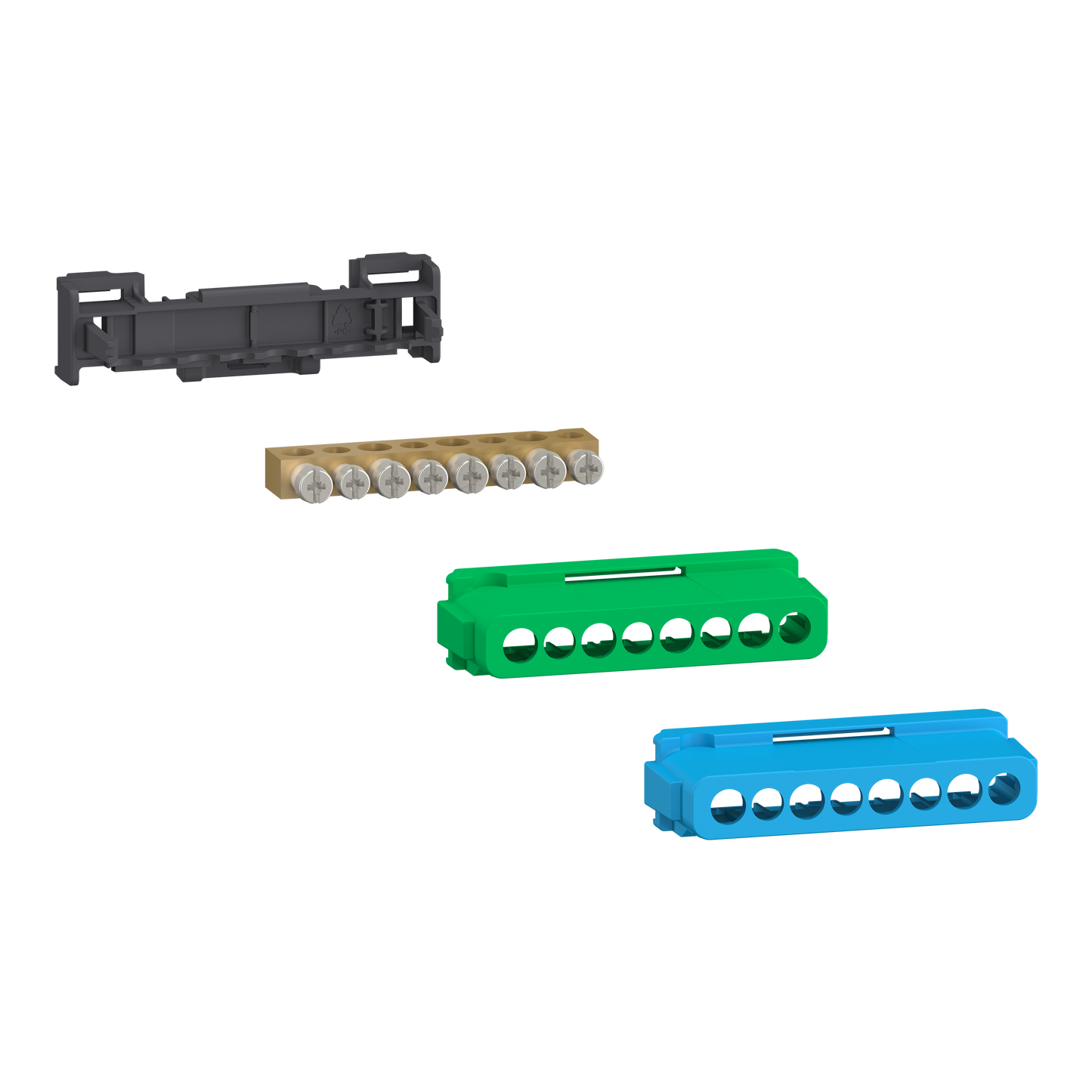 Schneider Electric-LGYT2A08-Linergy - bornier 80A à vis 8 trous 4x16²+4x10² et couvercles pour Terre/Neutre
