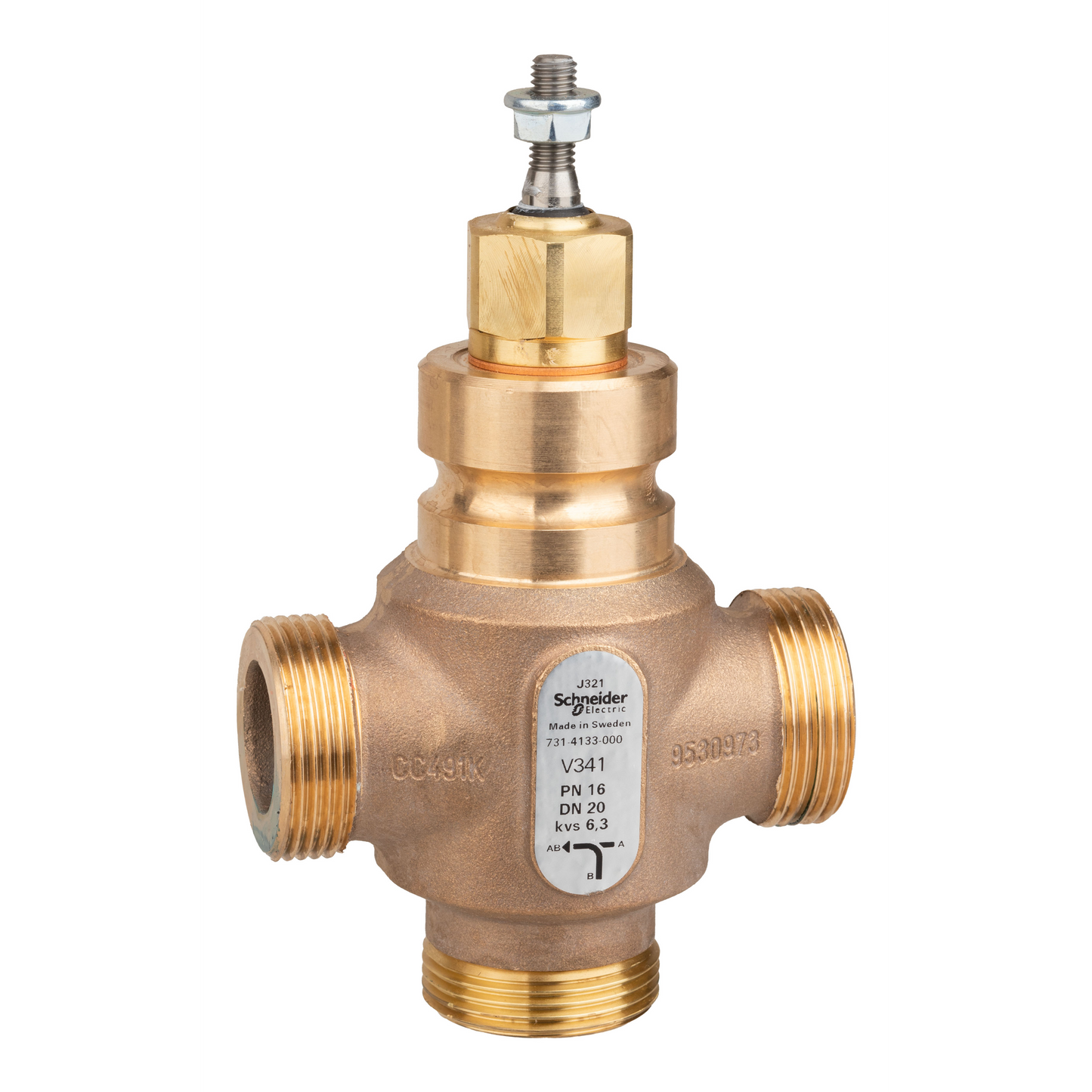 Schneider Electric-7314133000-Vanne 3 voies bronze filetée PN16 DN20 Kv6,3