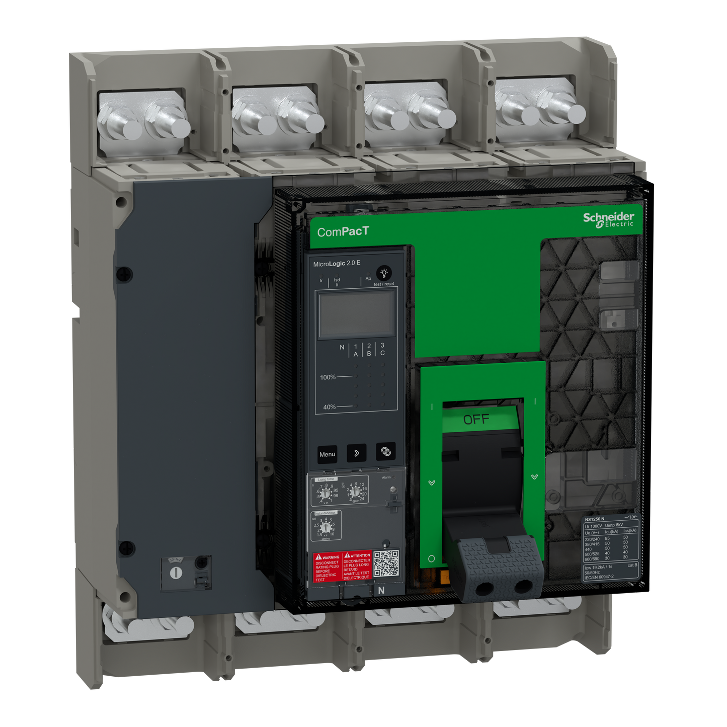 Schneider Electric-C125N42EFM-ComPacT NS1250N - disjoncteur - MicroLogic 2.E 1250A - 4P - 50kA - fixe - manuel