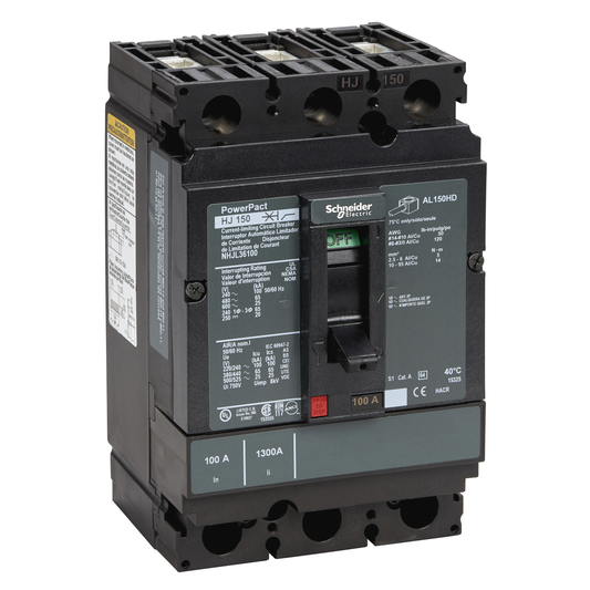 Schneider Electric-NHJL36100-PowerPact H - disjoncteur 150A - avec bornes - 65kA - TMD - 100A - 3P 3d