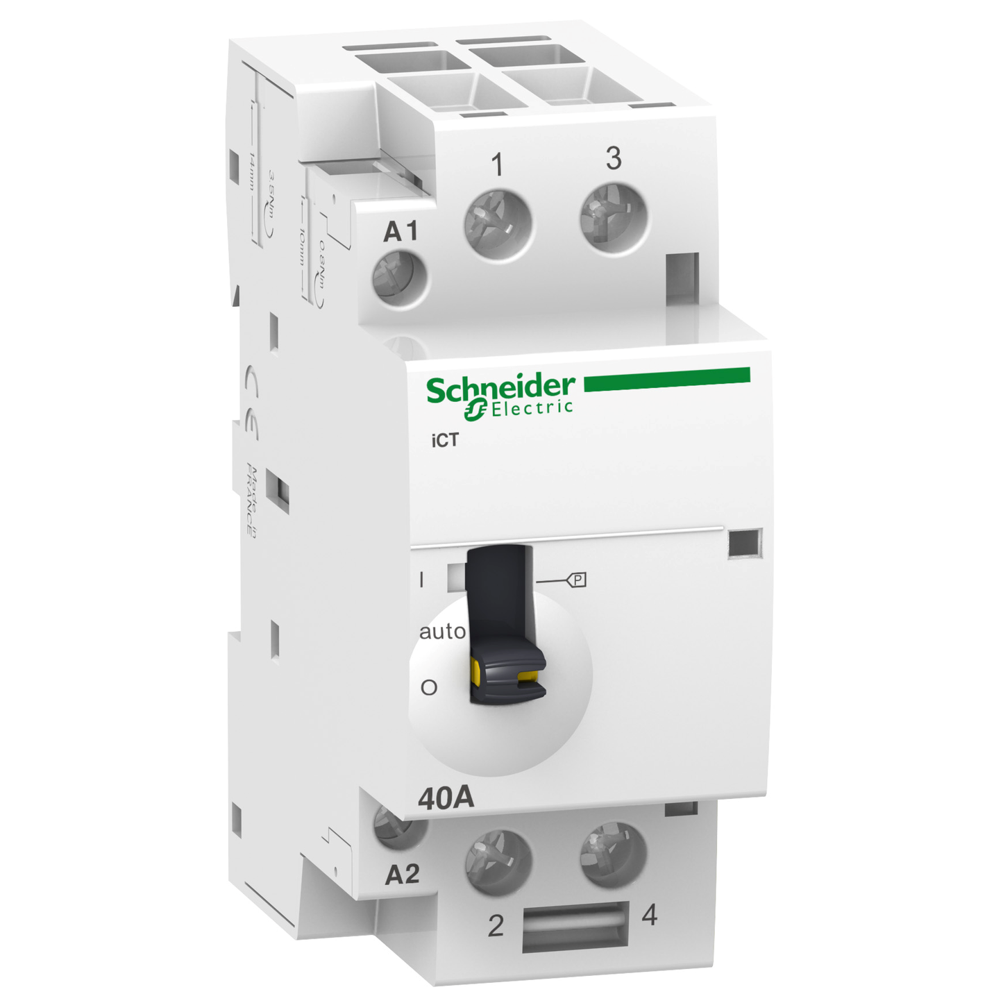 Schneider Electric-A9C21862-Acti9 iCT - Contacteur à commande manuelle - 2P - 63A - 2NO - 220/240Vca - 50Hz