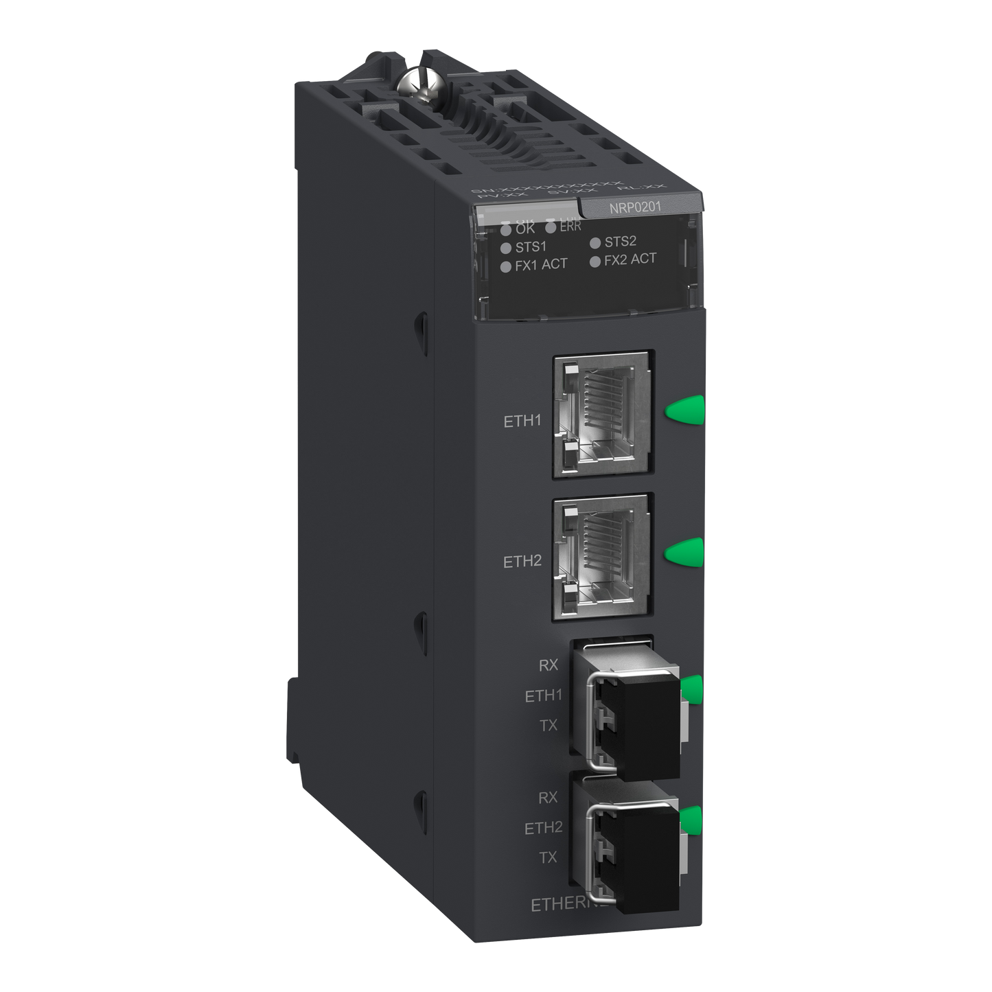 Schneider Electric-BMXNRP0201-Modicon X80 - module convertisseur fibre monomode / cuivre RJ45 2 voies 100Mo/s