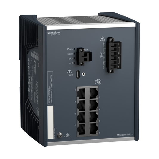 Schneider Electric-MCSESP083F23G0-Modicon Switch administré - 8 ports Gigabit cuivre - Alimenté par Ethernet