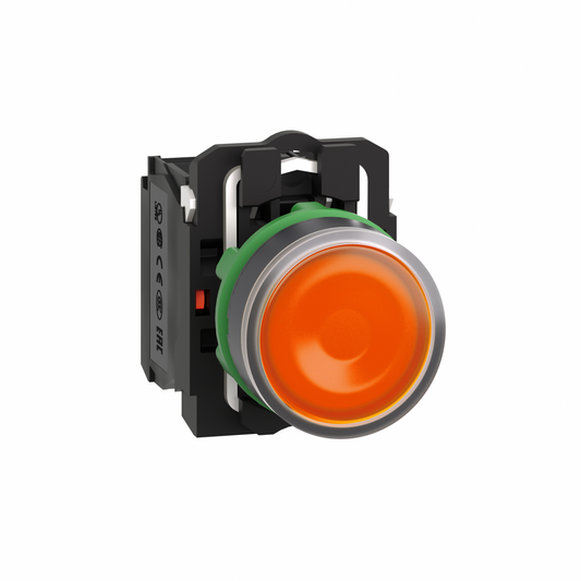 Schneider Electric-XB5AW35B5-Harmony bt-pous lumineux orange Ø22 - impulsion - 24V - 1O+1F