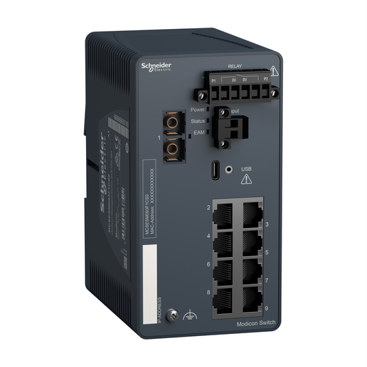 Schneider Electric-MCSESM093F1CS0-Modicon Switch administré - 8 ports cuivre & 1 port fibre monomode