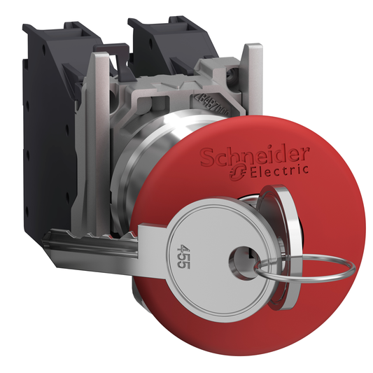 Schneider Electric-XB4BS9445GEX-Harmony XB4 - bouton arrêt urgence Atx gaz - Ø40 - à clé 455 - rouge - 1O+1F