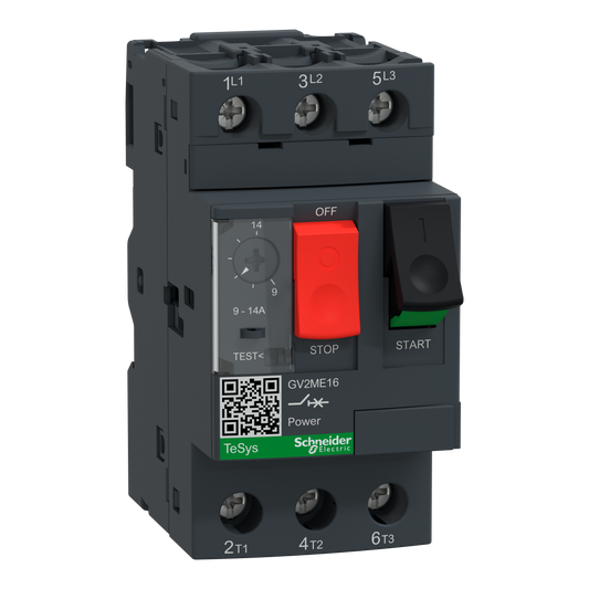 Schneider Electric-GV2ME16TQ-TeSys - disjoncteur moteur magnéto-thermique GV2ME - 3P - réglage th. 9 à 14A