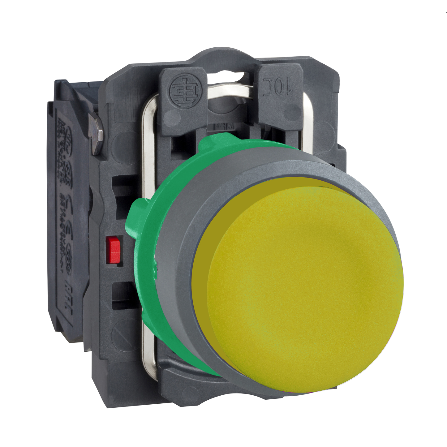 Schneider Electric-XB5AP51C0-Harmony XB5 - bouton poussoir - Ø22 - col grise - capuchonné - jaune - 1F - vis