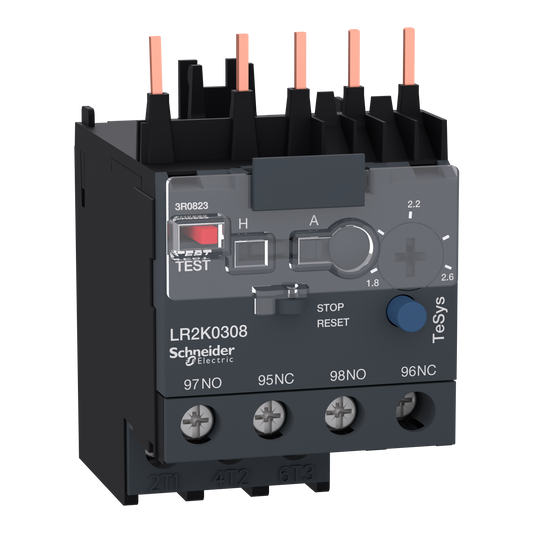 Schneider Electric-LR2K0308-TeSys LR - relais de protection thermique moteur - 1,8..2,6A - classe 10A
