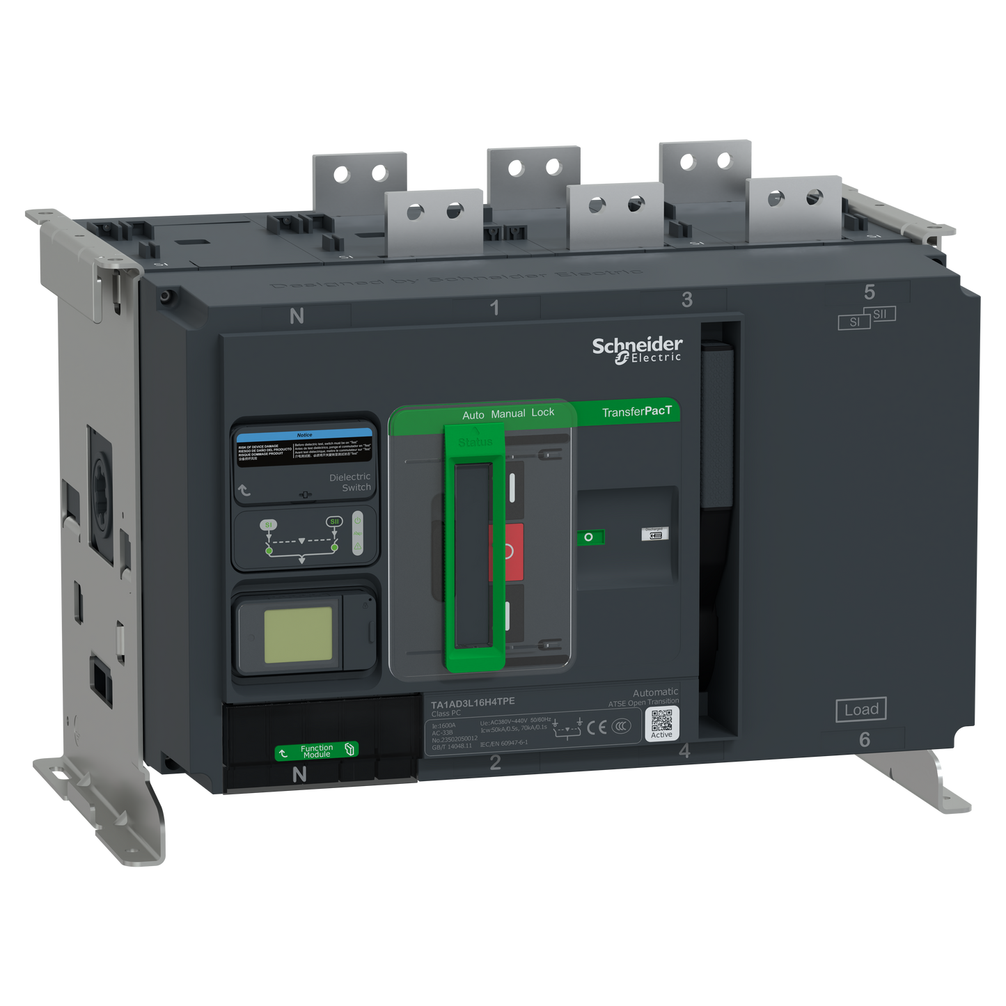 Schneider Electric-TA1AD3L10H4TPE-TransferPacT TA1600 - inverseur de sources - LCD - 1000A - 3P - 400Vca