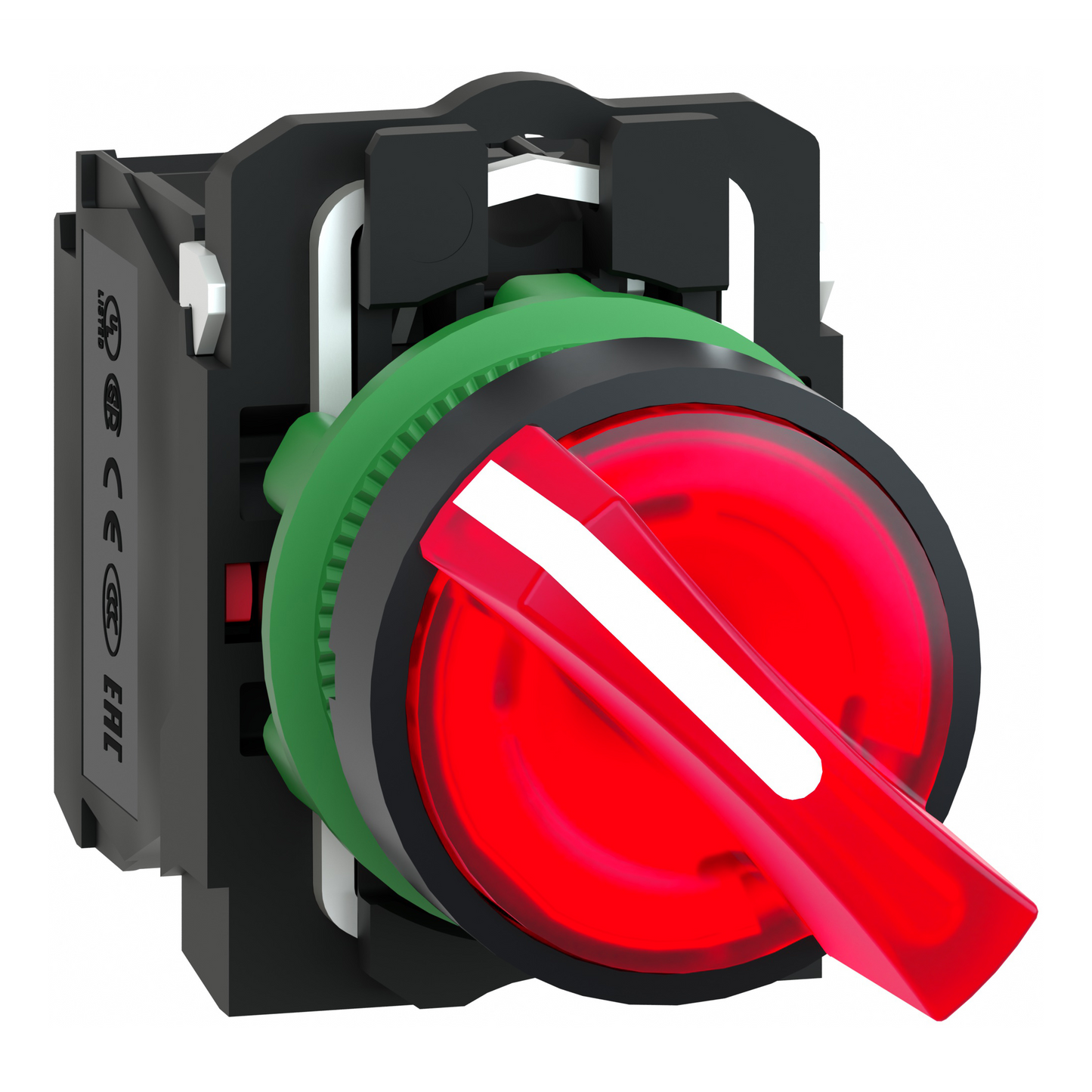 Schneider Electric-XB5AK124M5-Harmony XB5 - bouton à manette lum - Ø22 - 2 pos fix - rouge - 1O+1F - 230V