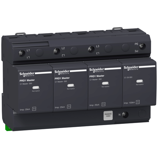 Schneider Electric-16363-Acti9 - Parafoudre PRD1 Master 3P+N - Débrochable - 350V - report signalisation